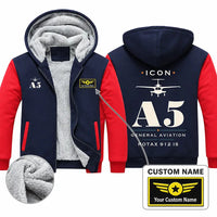 Thumbnail for ICON A5 Zipped Sweatshirts - Heritage + Name - Navy & Red