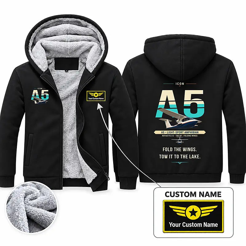 ICON A5 Zipped Sweatshirts - Original + Name - Black