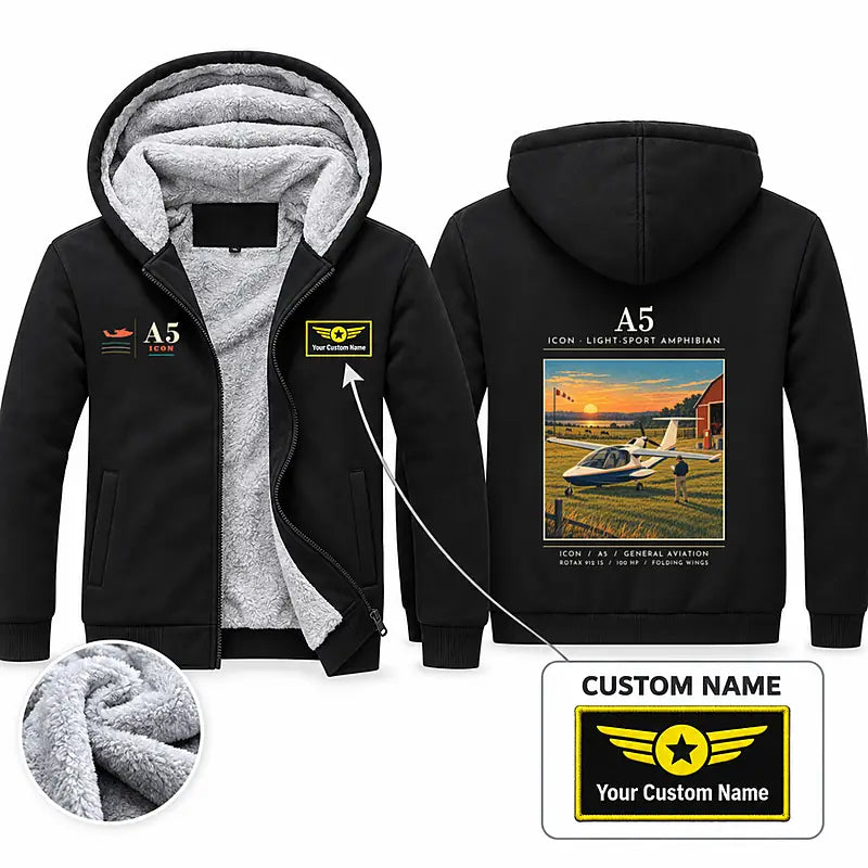 ICON A5 Zipped Sweatshirts - Poster + Name - Black