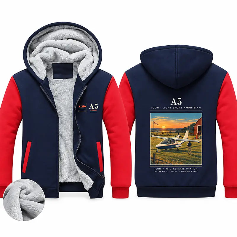 ICON A5 Zipped Sweatshirts - Poster - Navy & Red