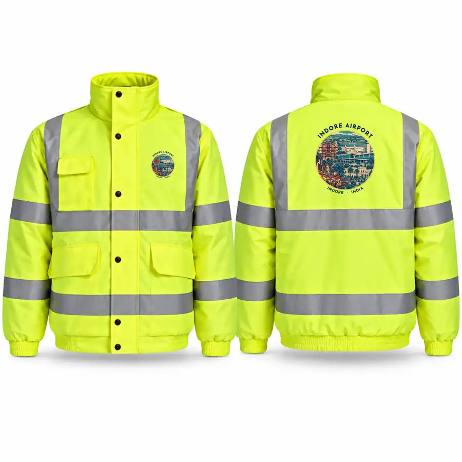 Devi Ahilya Bai Holkar Airport (IDR) Reflective Winter Jackets - Badge - Fluorescent Yellow