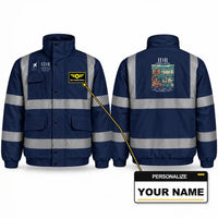 Thumbnail for Devi Ahilya Bai Holkar Airport (IDR) Reflective Winter Jackets - Poster + Name - Navy Blue