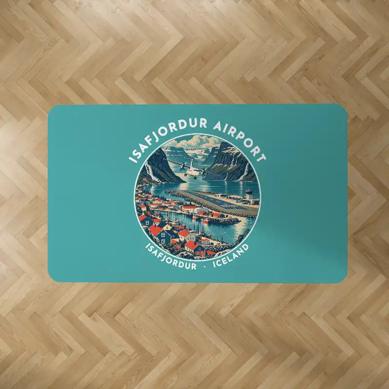 Isafjordur Airport (IFJ) Carpets - Carpet Rectangle - Badge - Turquoise V2