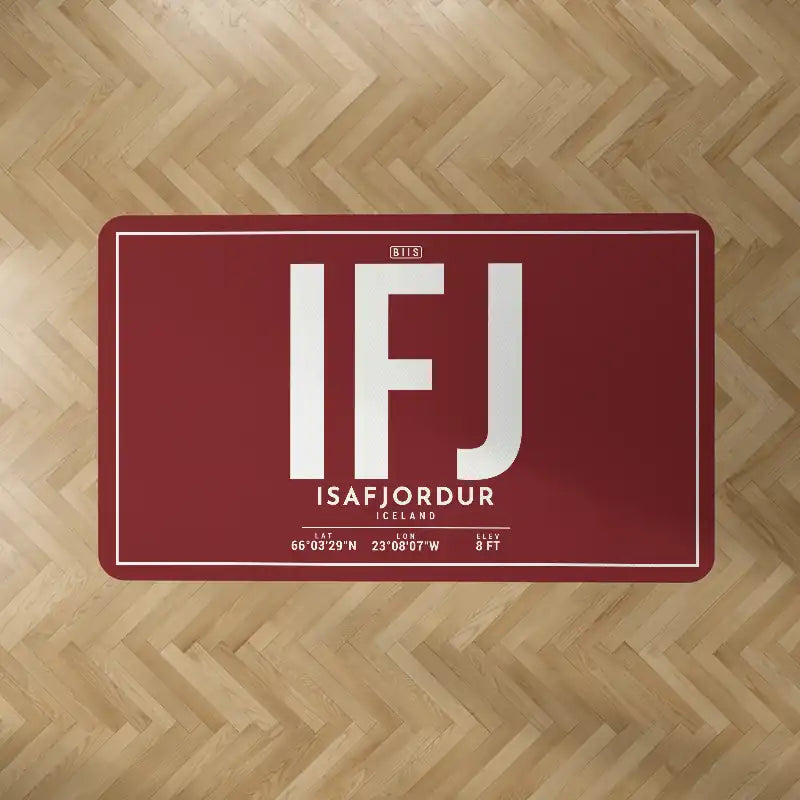 Isafjordur Airport (IFJ) Carpets - Carpet Rectangle - ID Tag - Dark Red V2