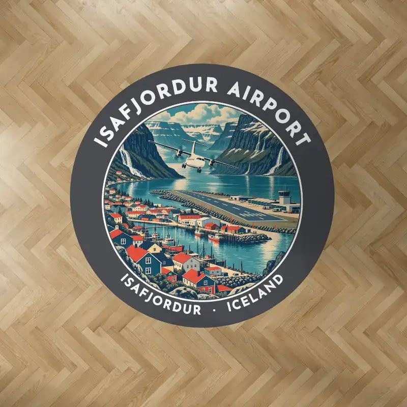 Isafjordur Airport (IFJ) Carpets - Carpet Round - Badge - Dark Gray V2