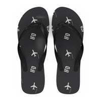 Thumbnail for Ivano-Frankivsk International Airport (IFO) Slippers & Flip Flops - Slippers - Flip Flops - Pattern - Black