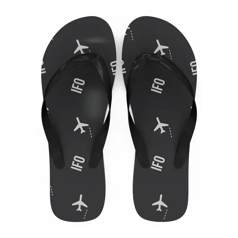 Ivano-Frankivsk International Airport (IFO) Slippers & Flip Flops - Slippers - Flip Flops - Pattern - Black