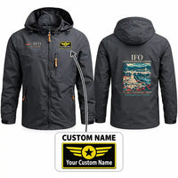 Thumbnail for Ivano-Frankivsk International Airport (IFO) Stylish Jackets - Hooded Windbreaker - Poster + Name - Charcoal