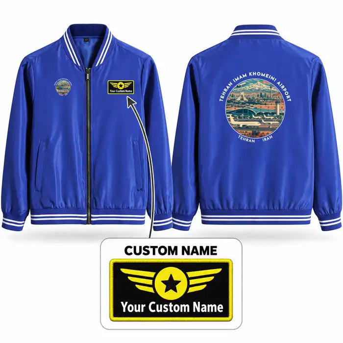 Tehran Imam Khomeini International Airport (IKA) Stylish Jackets - Baseball Collar - Badge + Name - Royal Blue