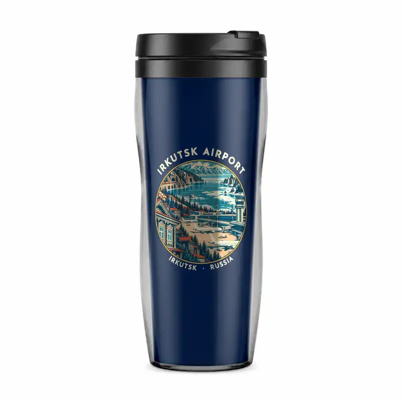 Irkutsk International Airport (IKT) Travel Mugs - Badge - Plastic (No Holder) - Dark Blue