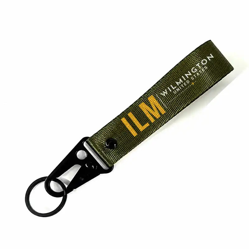 Wilmington International Airport (ILM) Hawk-Shaped Key Chains - Hawk Key Chain - Tag - Dark Green