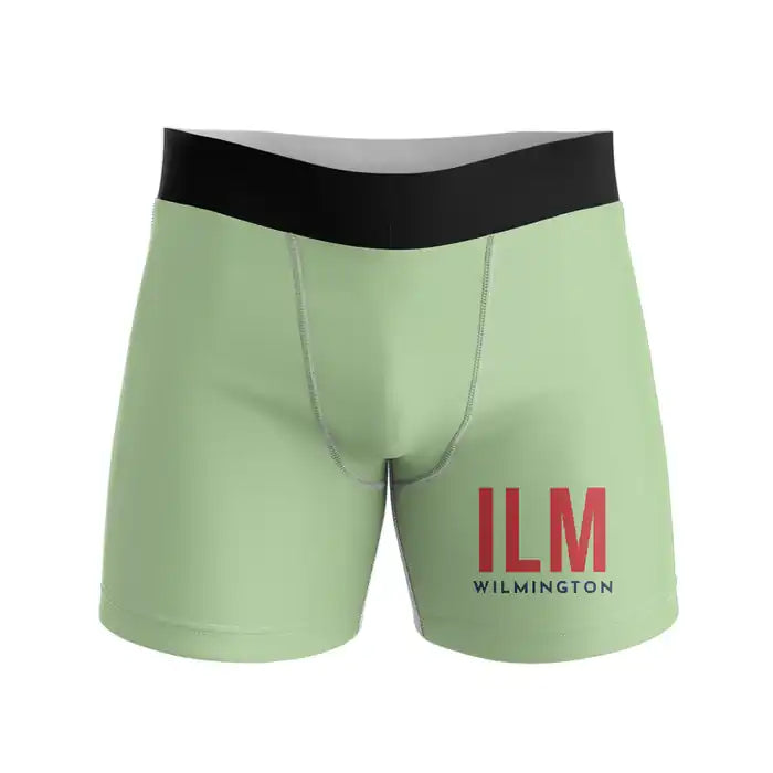 Wilmington International Airport (ILM) Men Boxers - Code - Light Green