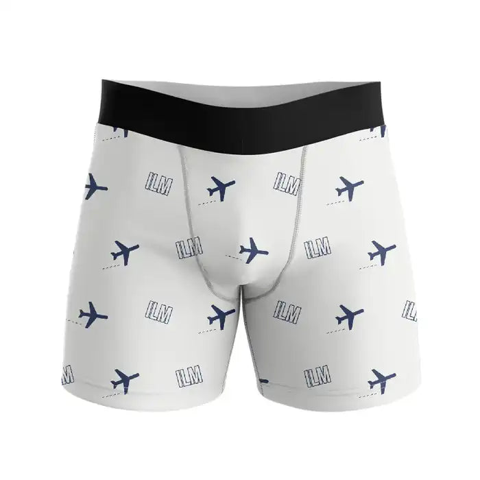 Wilmington International Airport (ILM) Men Boxers - Pattern - White