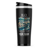 Thumbnail for Iloilo International Airport (ILO) Travel Mugs - Poster + Name - Stainless Steel (No Holder) - Black