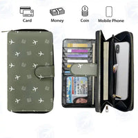 Thumbnail for Iloilo International Airport (ILO) Leather Wallets - Zip Long Wallet - Pattern - Green Army