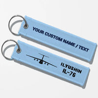 Thumbnail for ILyushin IL-76 & Plane Aviator Key Chains - Light Blue - Personalized