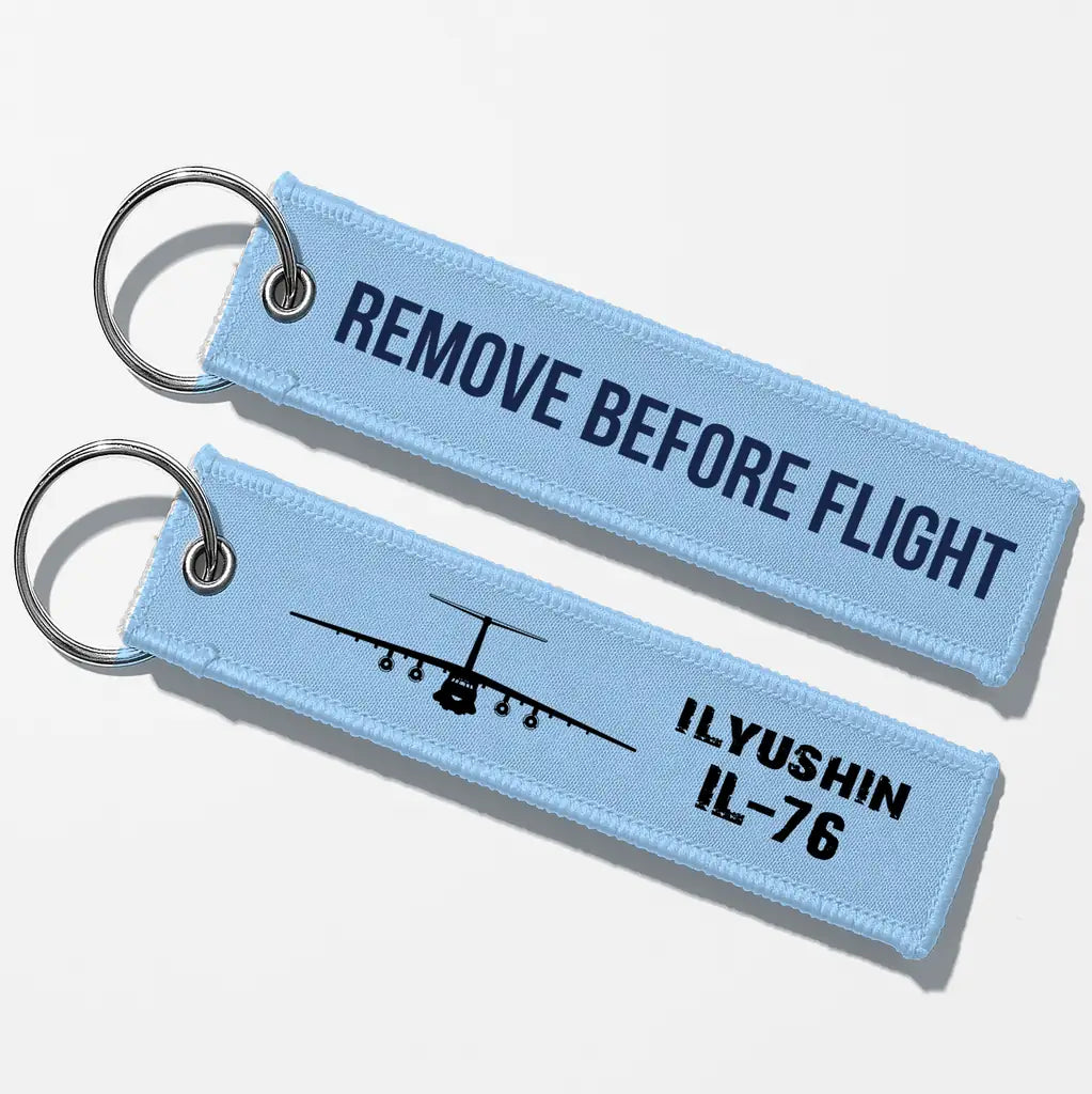 ILyushin IL-76 & Plane Aviator Key Chains - Light Blue - Remove Before Flight