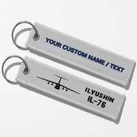 Thumbnail for ILyushin IL-76 & Plane Aviator Key Chains - Light Gray - Personalized
