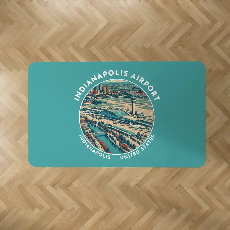 Indianapolis International Airport (IND) Carpets - Carpet Rectangle - Badge - Turquoise V2