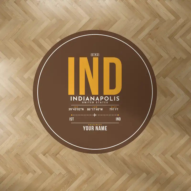 Indianapolis International Airport (IND) Carpets - Carpet Round - ID Tag + Name - Brown V2