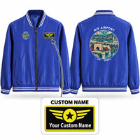 Thumbnail for Niš Constantine the Great Airport (INI) Stylish Jackets - Baseball Collar - Badge + Name - Royal Blue