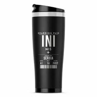 Thumbnail for Niš Constantine the Great Airport (INI) Travel Mugs - Boarding Pass - Stainless Steel (No Holder) - Black