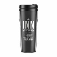 Thumbnail for Innsbruck Airport (INN) Travel Mugs - ID Tag + Name - Plastic (No Holder) - Gray