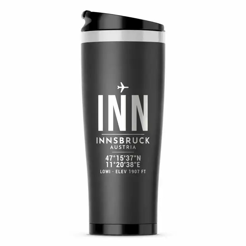 Innsbruck Airport (INN) Travel Mugs - ID Tag - Stainless Steel (No Holder) - Gray