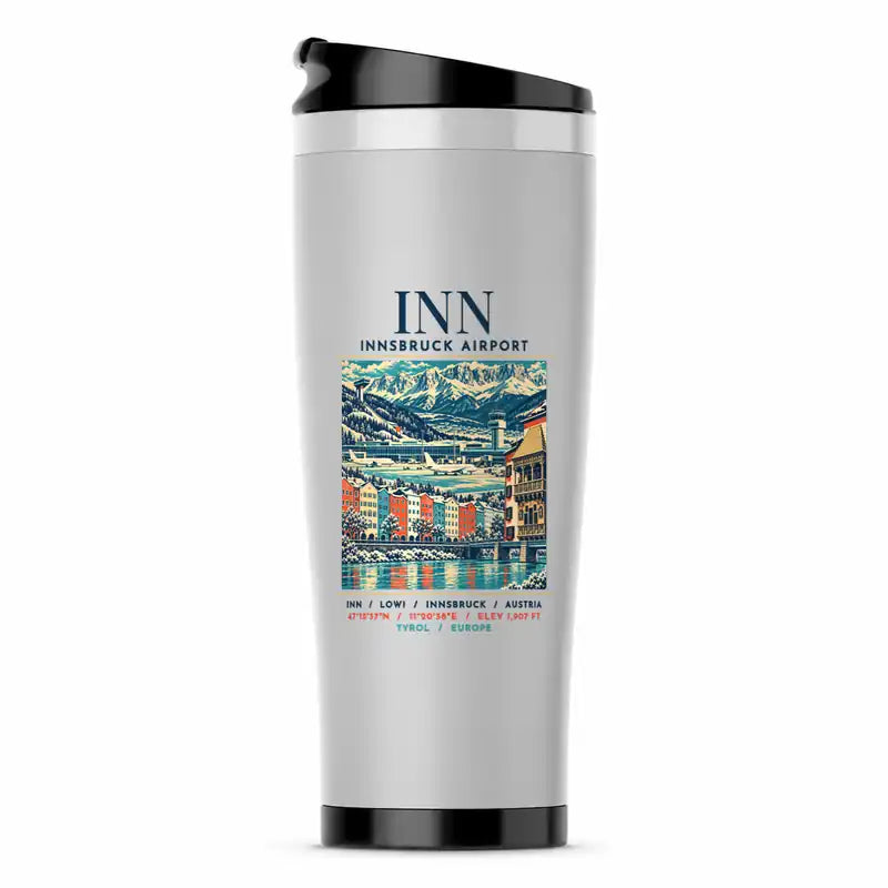 Innsbruck Airport (INN) Travel Mugs - Poster - Stainless Steel (No Holder) - Light Gray