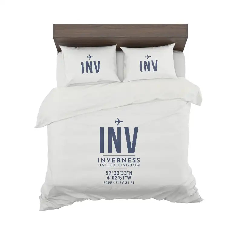 Inverness Airport (INV) Bedding Sets & Blankets - Bedding Set - ID Tag - White