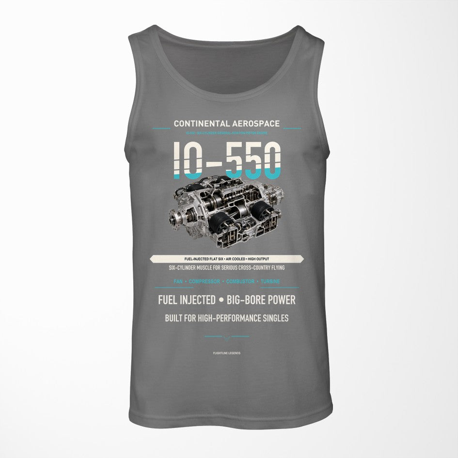 IO-550 design on gray tank top