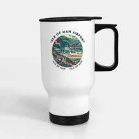 Thumbnail for Isle of Man Airport (IOM) Travel Mugs - Badge - Stainless Steel with Holder - White
