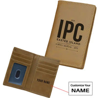 Thumbnail for Easter Island Mataveri International Airport (IPC) Leather Wallets - Card Holder Wallet - Light - Tag + Name