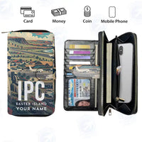Thumbnail for Easter Island Mataveri International Airport (IPC) Leather Wallets - Zip Long Wallet - Scene + Name
