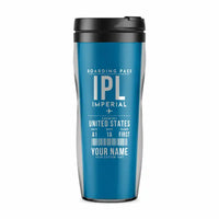 Thumbnail for Imperial County Airport (IPL) Travel Mugs - Boarding Pass + Name - Plastic (No Holder) - Light Blue