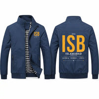Thumbnail for Islamabad International Airport (ISB) Stylish Jackets - Stand Collar - Tag - Navy Blue
