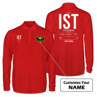 Thumbnail for Istanbul Airport (IST) Premium Polo T-Shirts - Tag Custom - Long Sleeve - Red