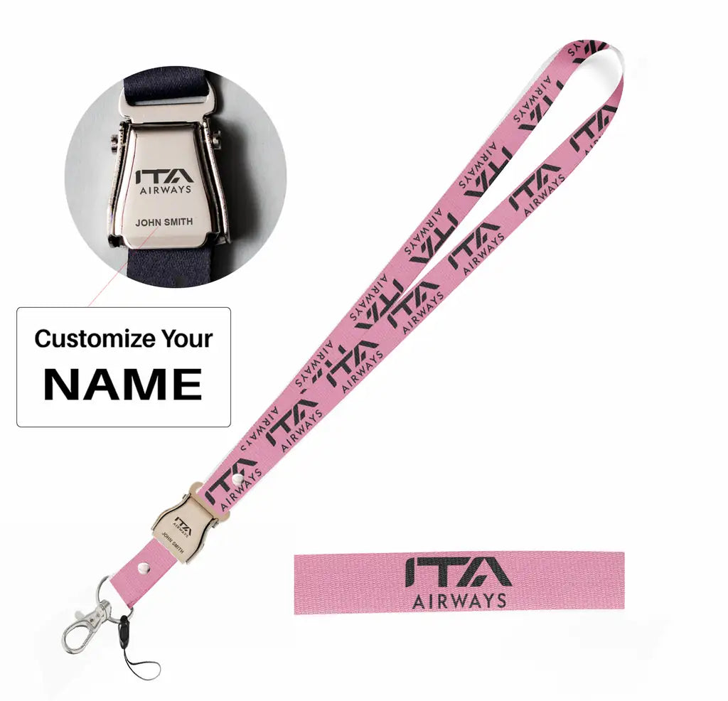 ITA Airways seat belt lanyard - pink with name