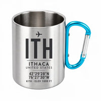 Thumbnail for Ithaca Tompkins Regional Airport (ITH) Stainless Steel Mugs - ID Tag - Outdoors Mug - Light Blue