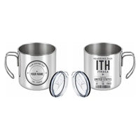 Thumbnail for Ithaca Tompkins Regional Airport (ITH) Stainless Steel Mugs - Boarding Pass + Custom Back - Portable Mug - Silver