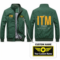 Thumbnail for Osaka International Airport (ITM) Stylish Jackets - Stand Collar - Tag + Name - Green