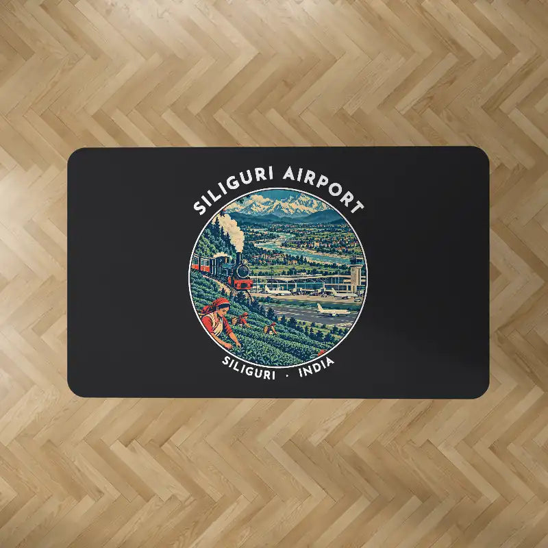 Bagdogra International Airport (IXB) Carpets - Carpet Rectangle - Badge - Black V2