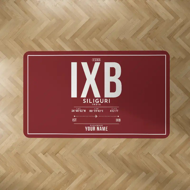 Bagdogra International Airport (IXB) Carpets - Carpet Rectangle - ID Tag + Name - Dark Red V2
