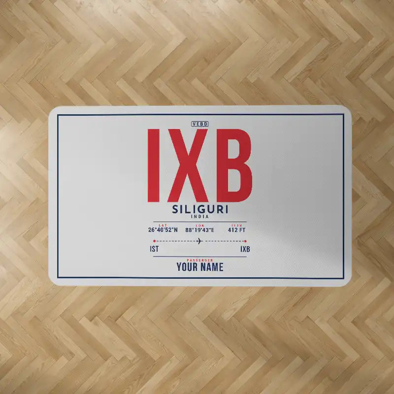 Bagdogra International Airport (IXB) Carpets - Carpet Rectangle - ID Tag + Name - Light Gray V2