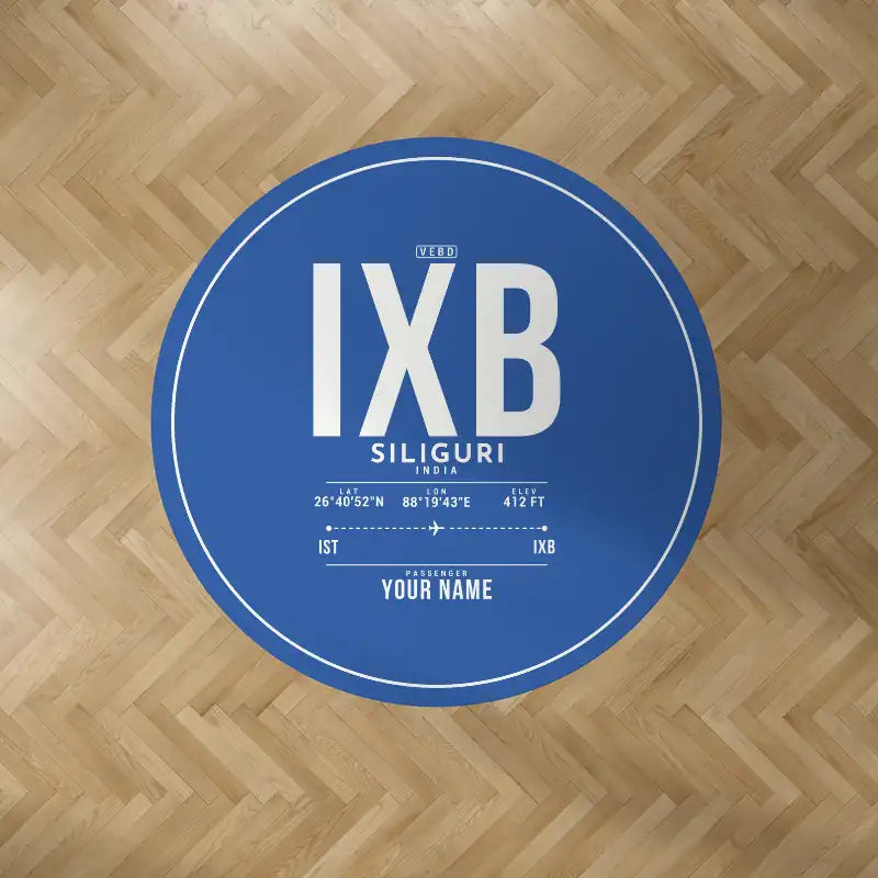 Bagdogra International Airport (IXB) Carpets - Carpet Round - ID Tag + Name - Blue V2