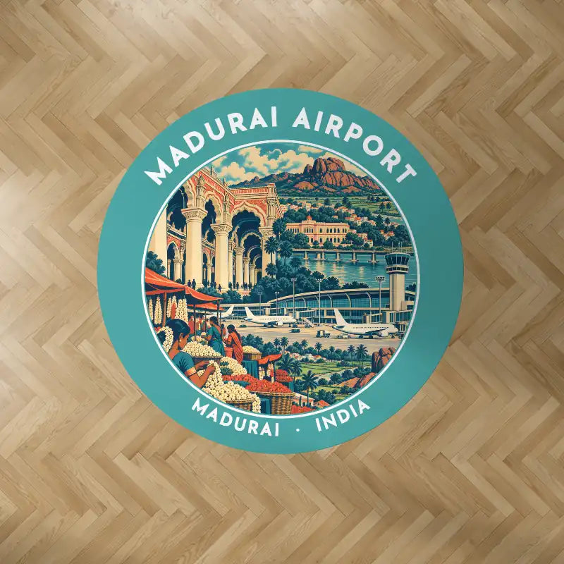 Madurai Airport (IXM) Carpets - Carpet Round - Badge - Turquoise V2
