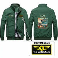 Thumbnail for Madurai Airport (IXM) Stylish Jackets - Stand Collar - Poster + Name - Green