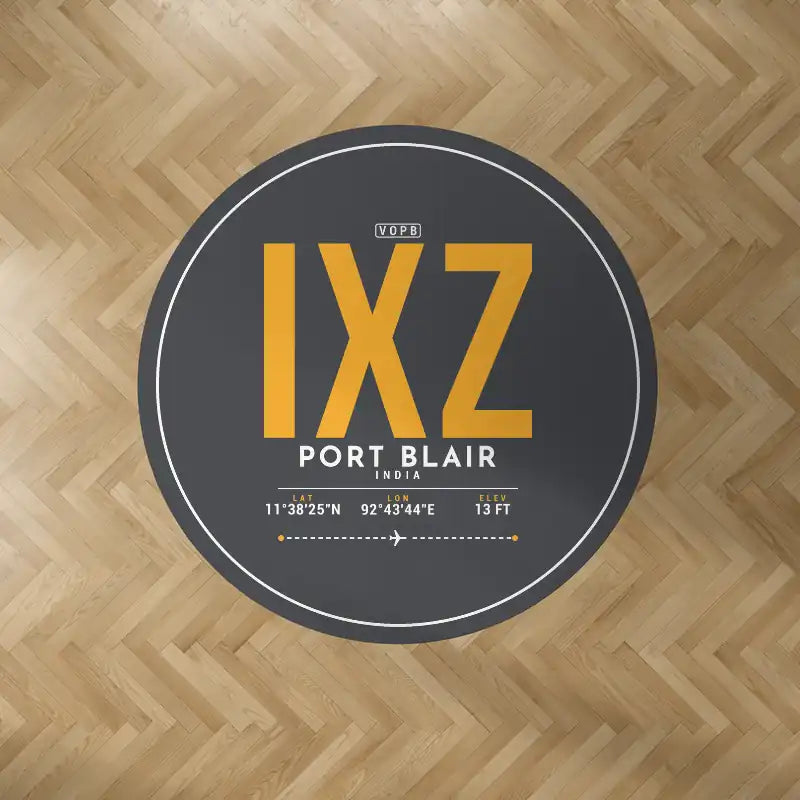 Port Blair Veer Savarkar International Airport (IXZ) Carpets - Carpet Round - ID Tag - Dark Gray V2
