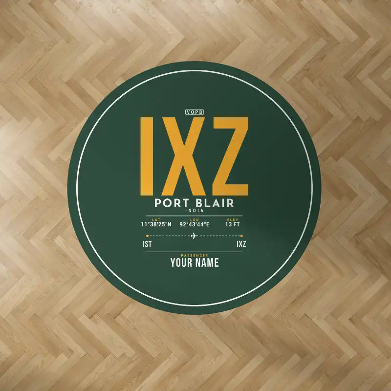 Port Blair Veer Savarkar International Airport (IXZ) Carpets - Carpet Round - ID Tag + Name - Dark Green V2