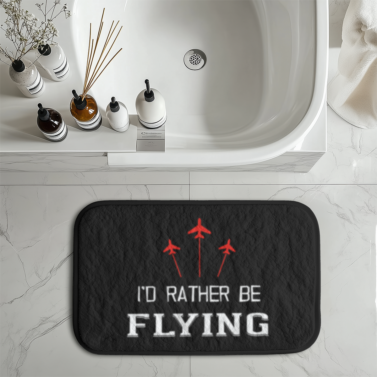 I'D Rather Be Flying Designed Bath Mats